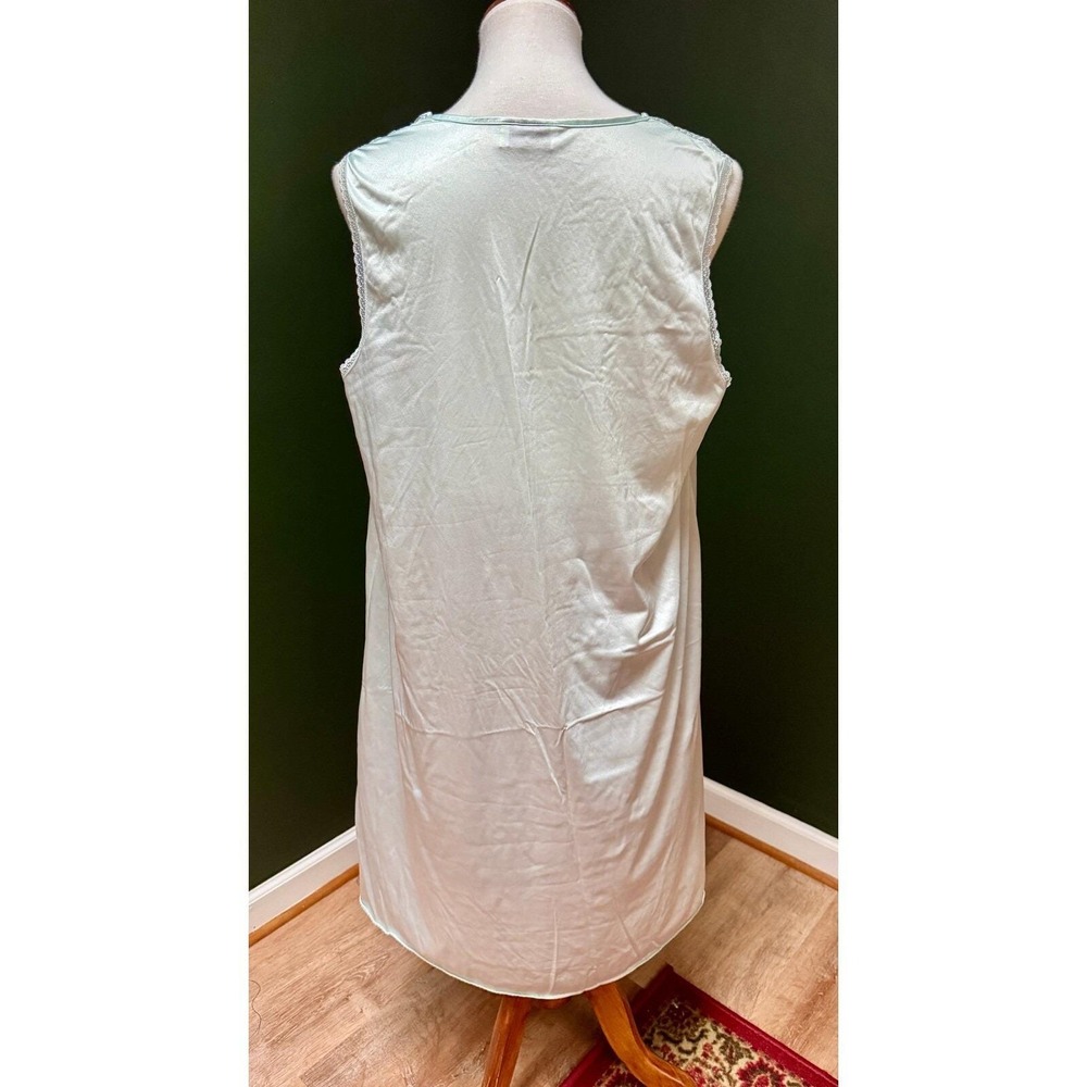 Vintage Vanity Fair Lace Trim Sleeveless Lingerie Dress Aqua Blue Size L - Picture 2 of 7